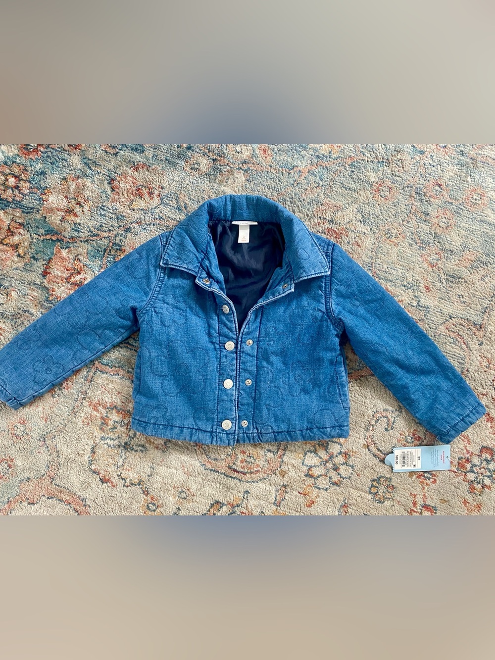 Cat & Jack Blue Floral-Textured Denim Jacket